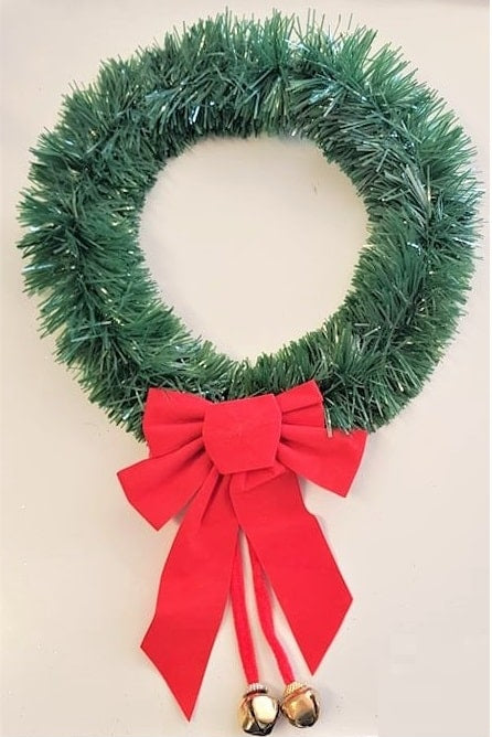 Christmas Tinsel Wreath 32cm with Bells - Christchurch store pickup only, not for delivery!