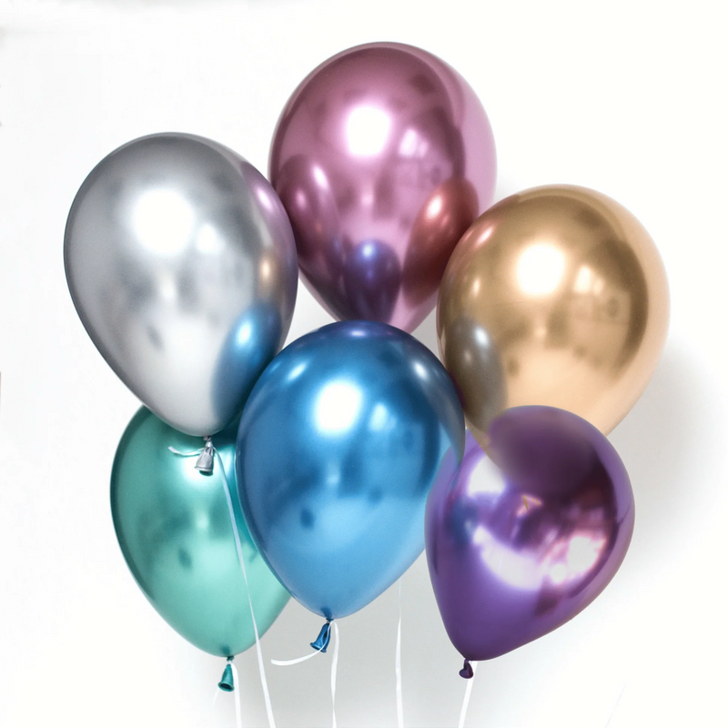 Party Balloons 6pk Chrome Assorted  - Party Brand