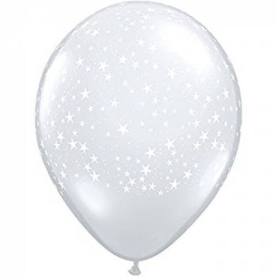 Clear White Star Balloons - 12pk