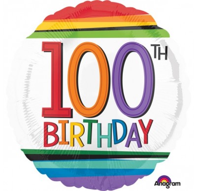 Foil Balloon 100th Birthday - Rainbow image 0