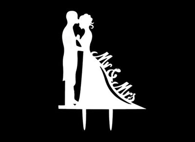 Wedding Cake Topper - Bride &amp; Groom - White image 0