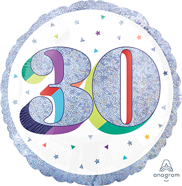 Foil Balloon 30th - Prismatic Silver image 0