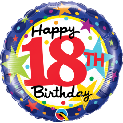 Foil Balloon 18"Happy 18th Birthday Stars image 0