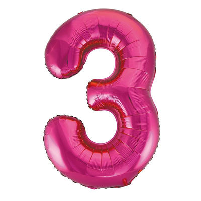 Foil Balloon Number Pink "3" image 0
