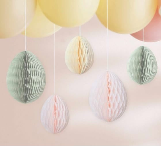 Easter Eggs Honeycomb Hanging Decorations (5pk)