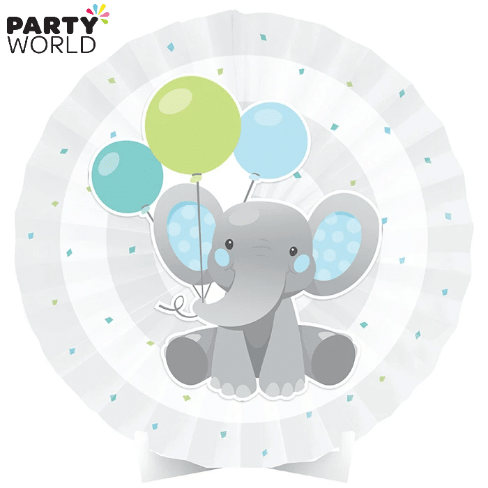 Elephant Blue Paper Fan Table Centerpiece 40cm