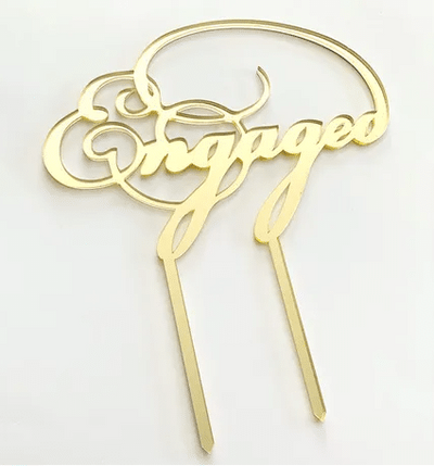 Happy Engagement Gold Mirror Acrylic Cake Topper - Engaged