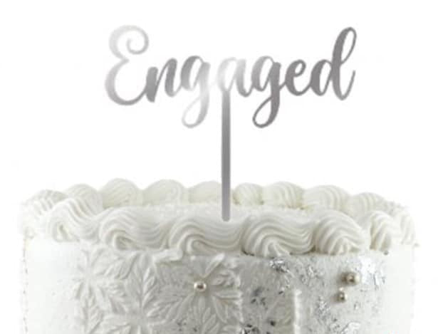 Engaged Silver Acrylic Cake Topper