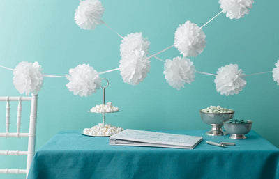 Tissue Pom-Pom Garland White - 3 mtrs image 0
