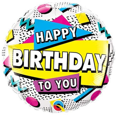 Balloons Foil 18" Happy Birthday 90'S Retro image 0