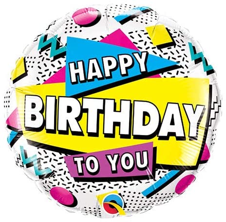 Balloons Foil 18 Happy Birthday 90s Retro