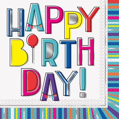 Colorful Birthday Napkins 16pk image 0