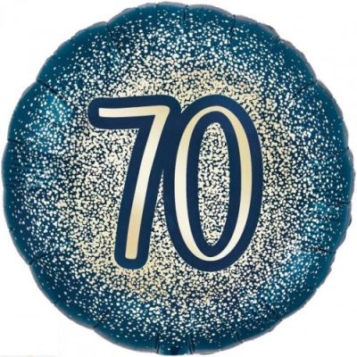 Foil Balloon 70th - Navy &amp; Gold Glitter image 1