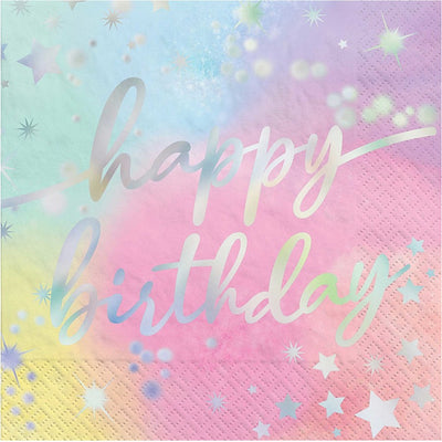 Happy Birthday Pastel Napkins 16pk image 0