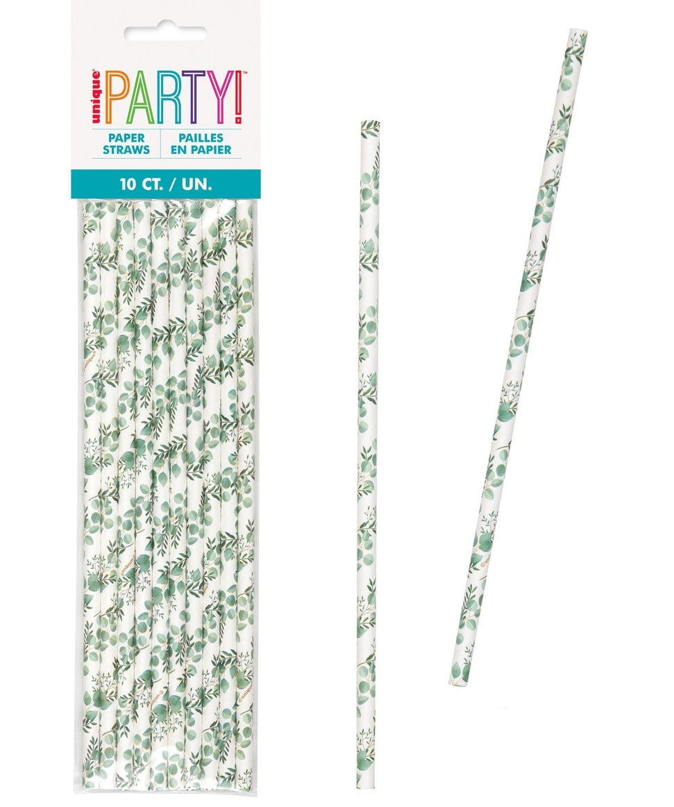 Botanical Print Paper Straws (10pk)