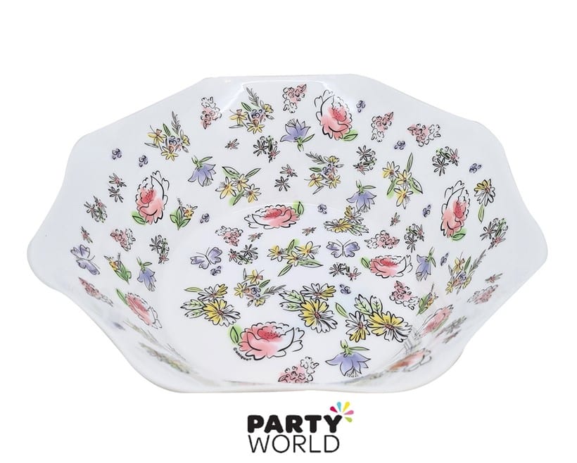 Floral Serving Plastic Bowl 24cm / 2.45L - Store pickup only, not for delivery!