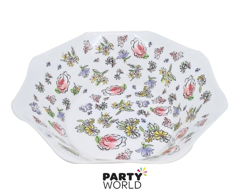 Floral Serving Plastic Bowl 24cm / 2.45L - Store pickup only, not for delivery!