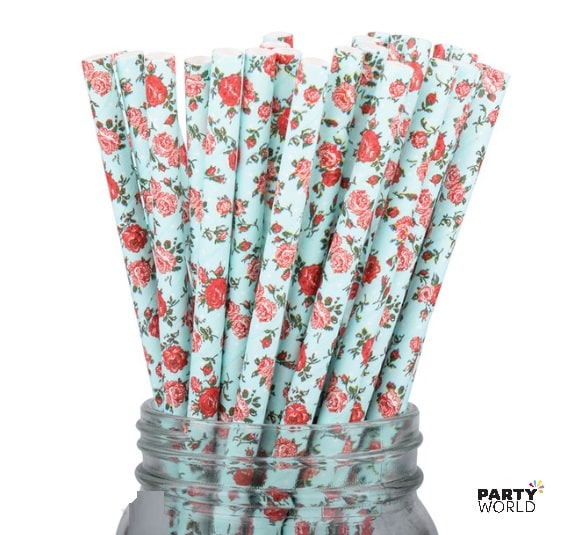 Floral Print Paper Straws (25pk)