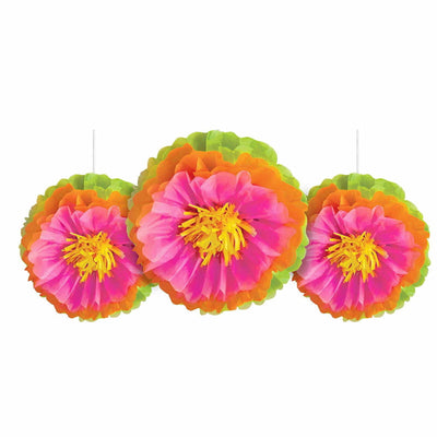 Hibiscus Flower Puff Ball 3pk