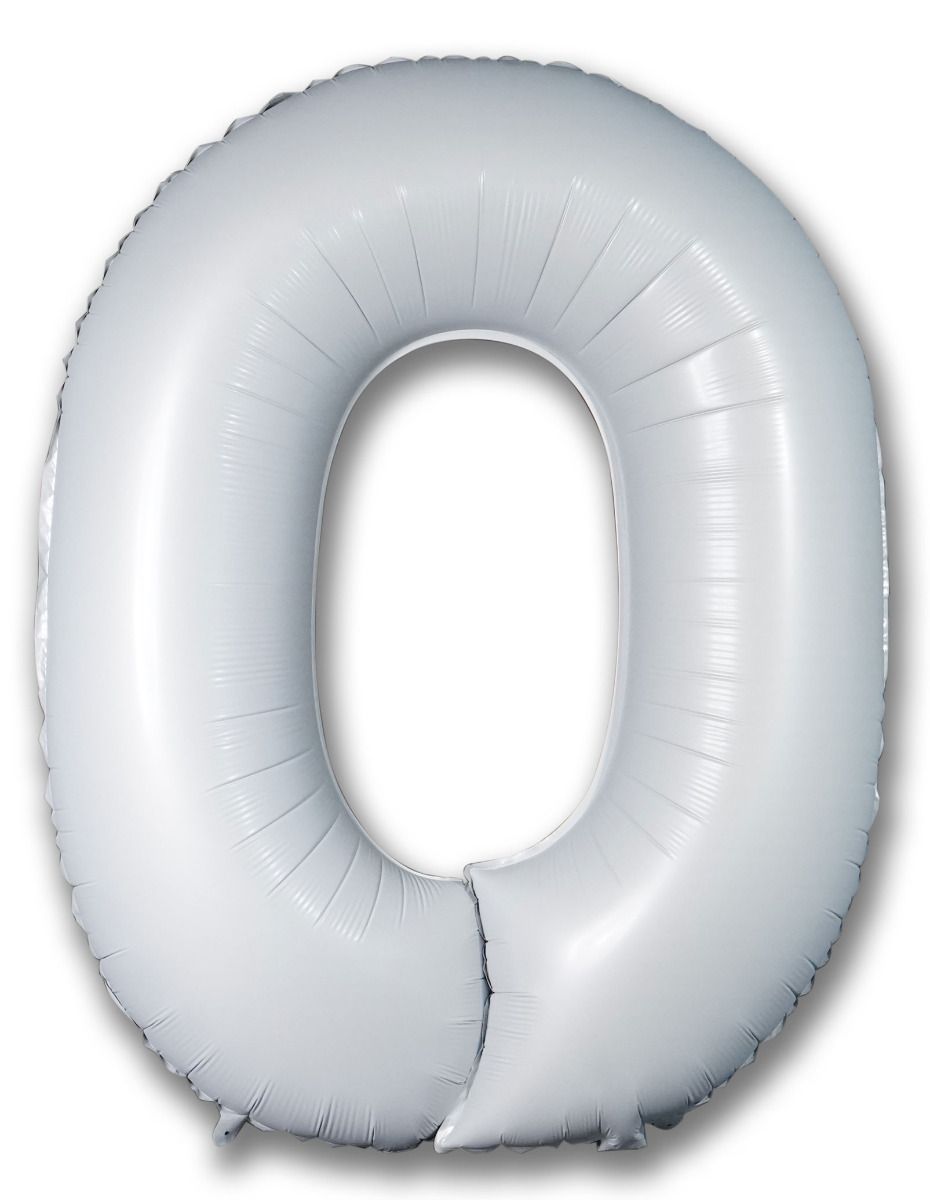 Foil Balloon Number Satin White "0"