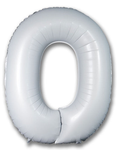 Foil Balloon Number Satin White "0"