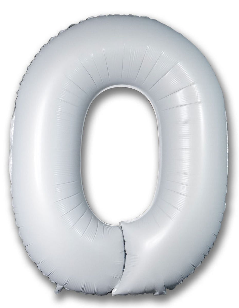 Foil Balloon Number Satin White "0"