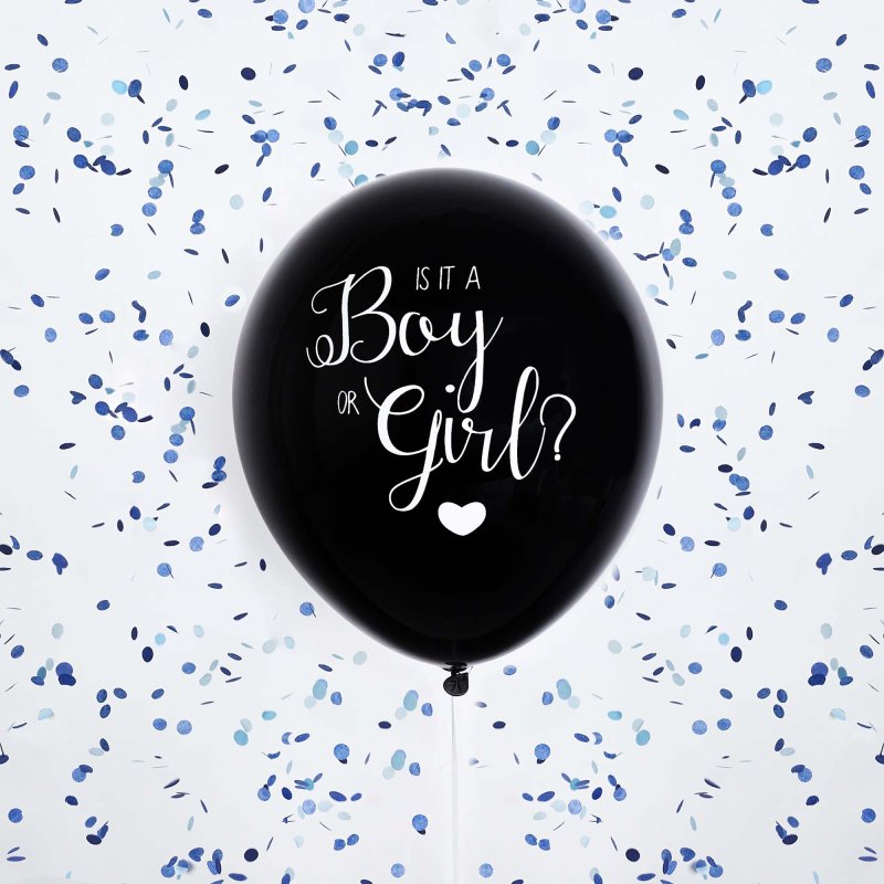 Baby Shower Black Gender Reveal 45cm Latex Balloon - Blue