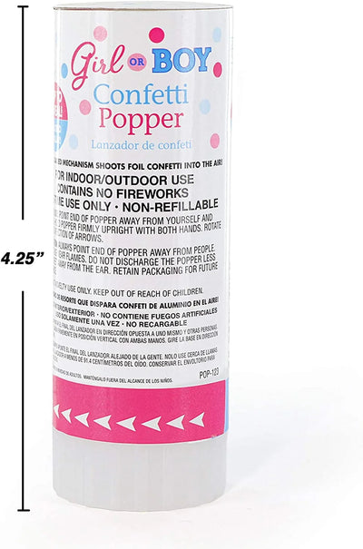 Gender Reveal Confetti Popper - Girl