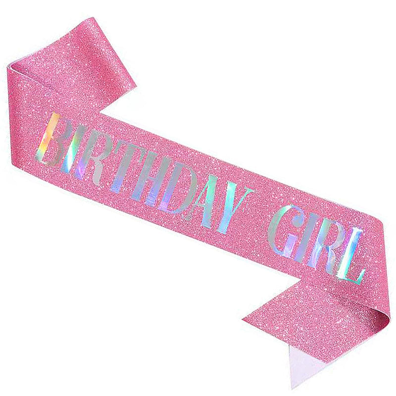 Birthday Girl Sash - Pink Glitter