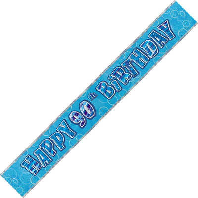 Banner Happy 90th Birthday - Blue &amp; Silver