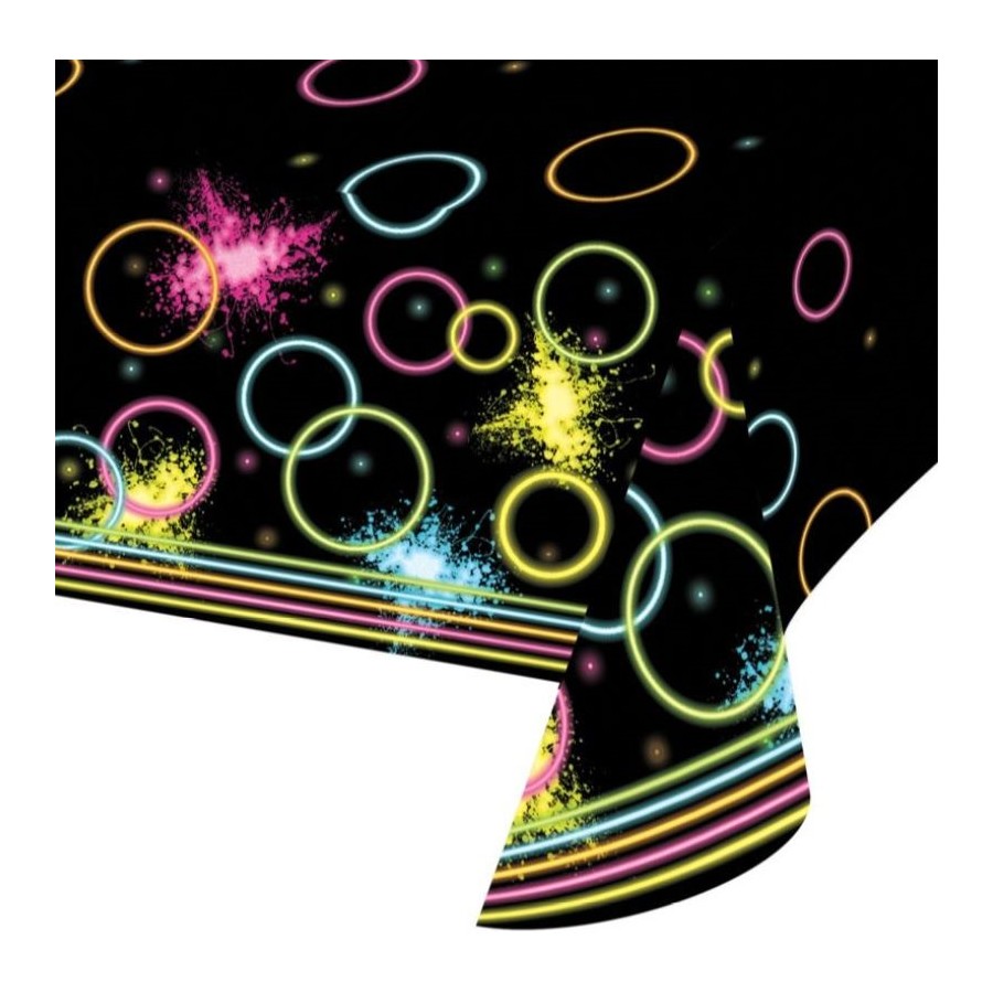 Glow Theme Party Plastic Tablecover 137 x 259cm