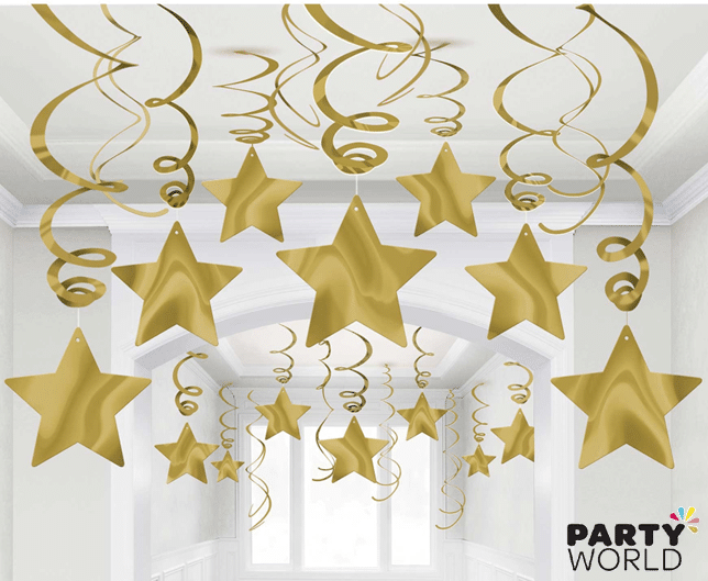 Rose Gold 16th Swirls Hanging Decoration (6pk)