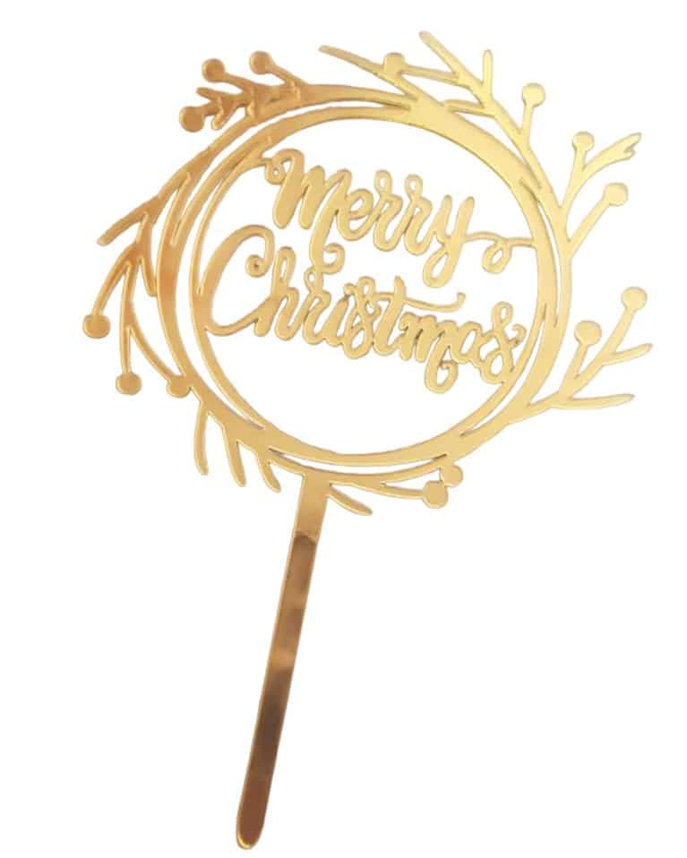 Merry Christmas Gold Acrylic Cake Topper
