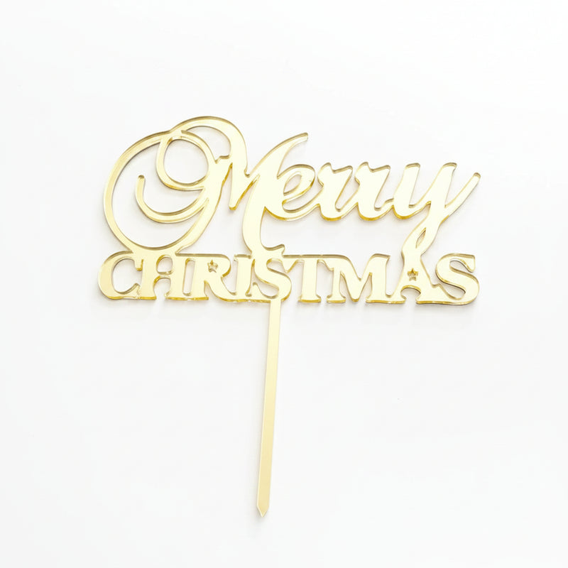 Merry Christmas Large Gold Acrylic Cake Topper
