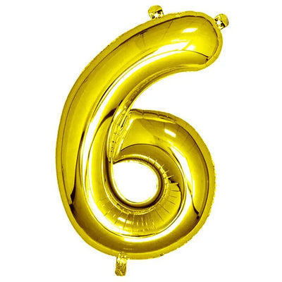 Foil Balloon Number Gold "6"