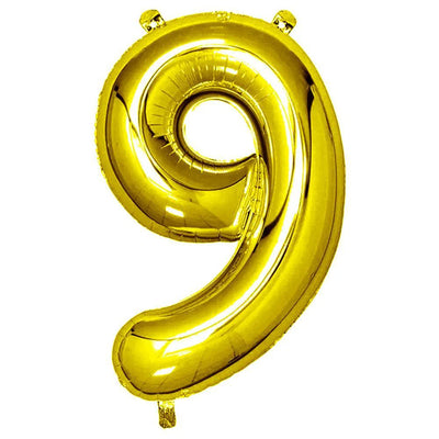 Foil Balloon Number Gold "9"