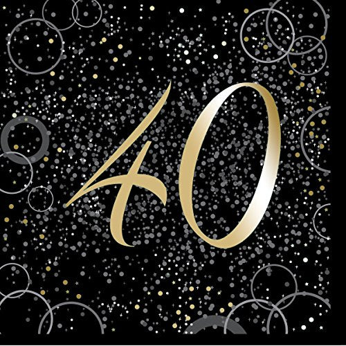 40th Gold Glitz Napkins 16pk