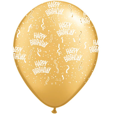 Uninflated - Balloon Single Happy Birthday Gold