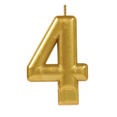 Candle Number 4 Metallic Gold