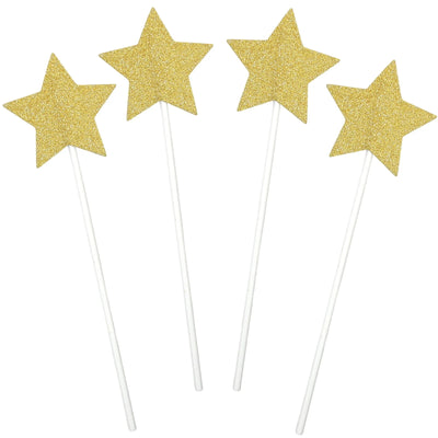 Gold Star Cake Toppers 4pk