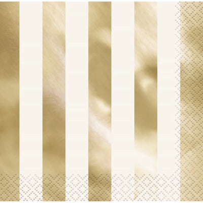 Lunch Napkins 16pk - Gold Stripe
