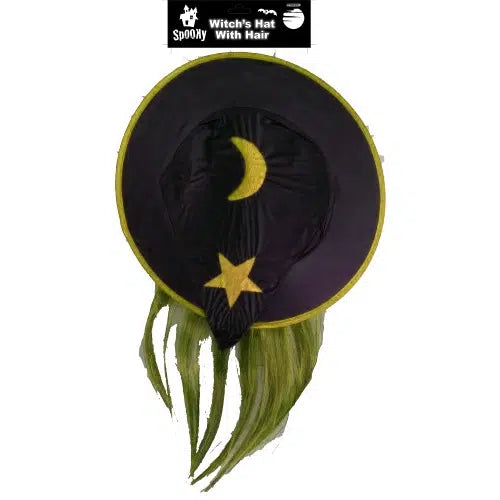 Child Witch Hat With Hair - Gold