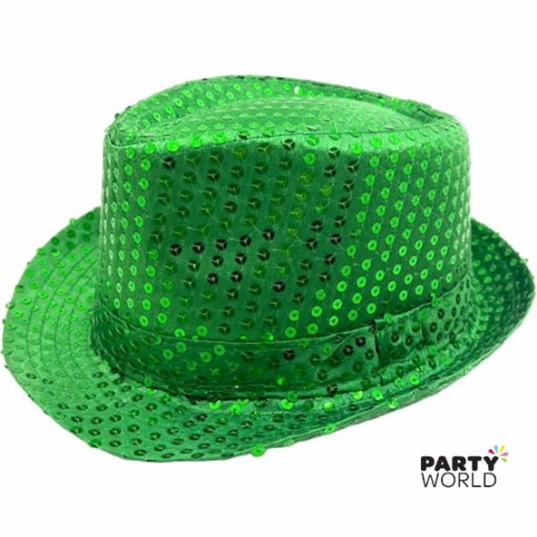 Green Sequins Fedora Hat - Store pickup only, not for delivery