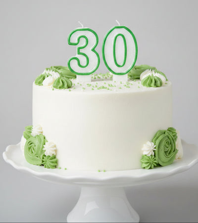 30th Glittering Birthday Candles - Green