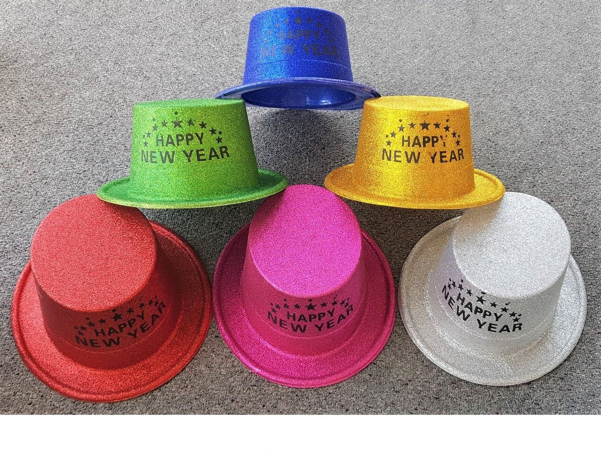 Happy New Year Glitter Top Hats