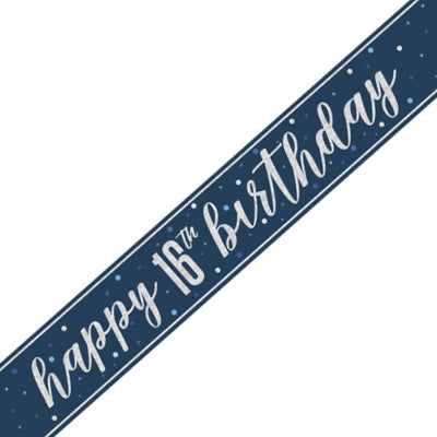 Banner Happy 16th Birthday - Blue Stars