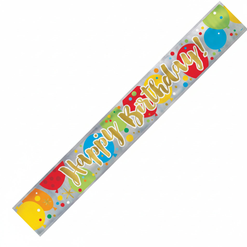 Happy Birthday Banner - Silver