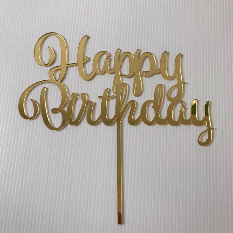 Gold Happy Birthday Acrylic Cake Topper