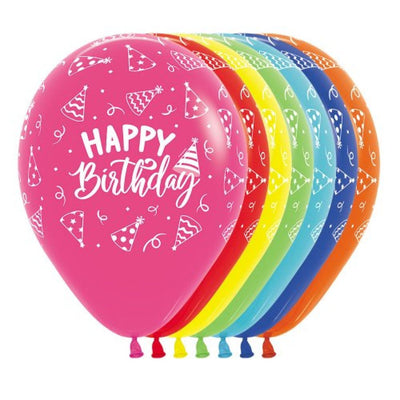 Happy Birthday Hat Party Balloons - 12pk