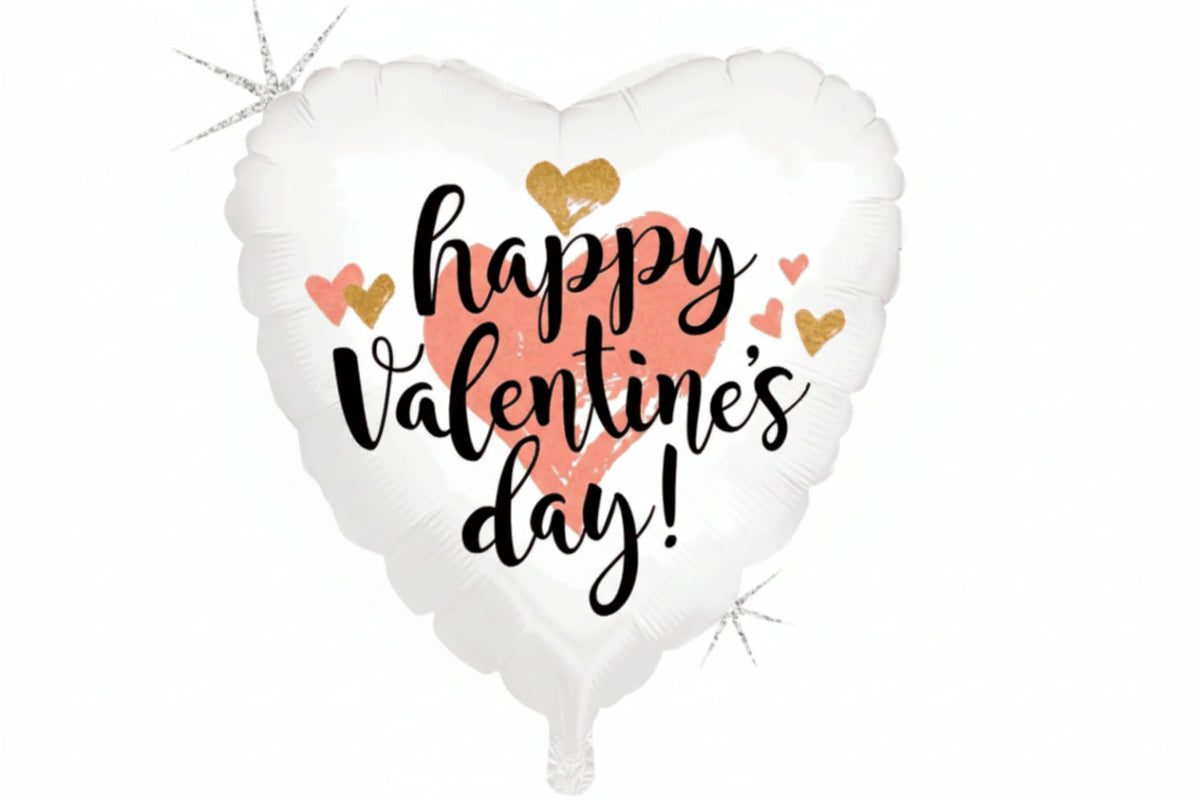 Balloon Foil 18" Happy Valentines Day - White Heart